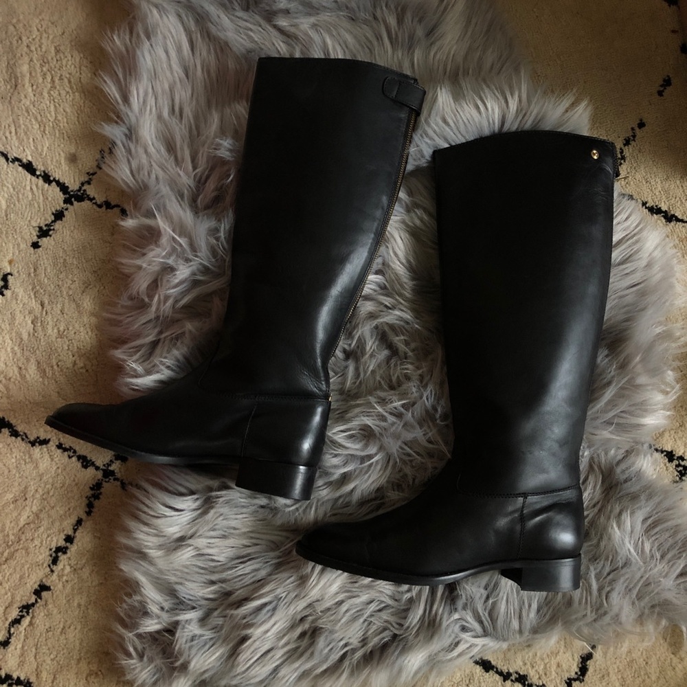 J CREW Size 10 Black Field Leather Riding Boots